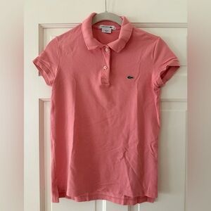 Lacoste Women's Coral Pink short sleeve polo shirt size 34